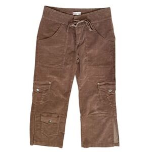 Vintage Y2k XCVI Capri Cargo Pants Women S Brown Corduroy Gaucho Flare Low Rise